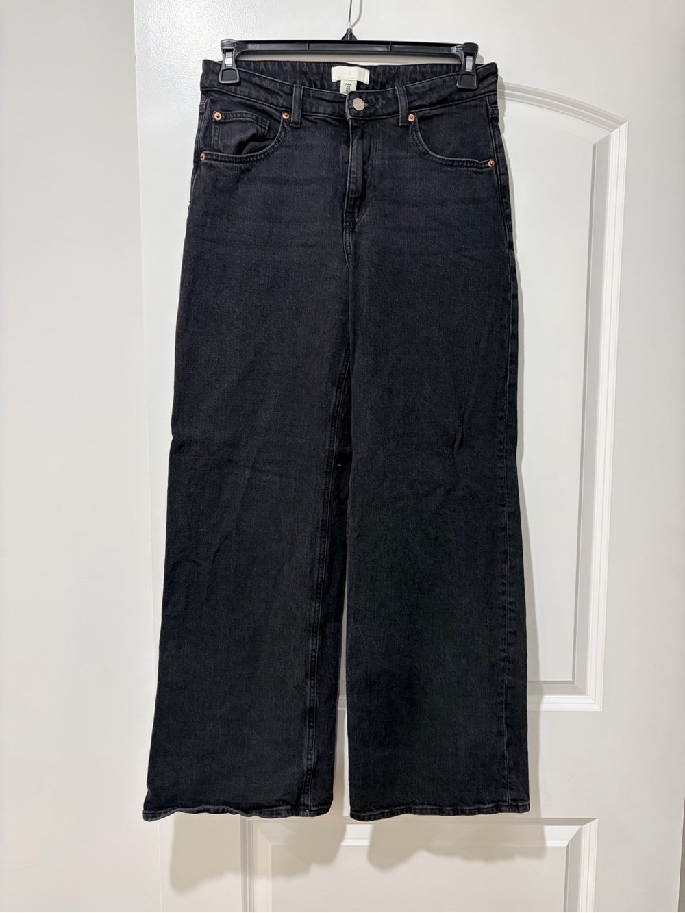 H&M High Rise Wide Leg Black Denim